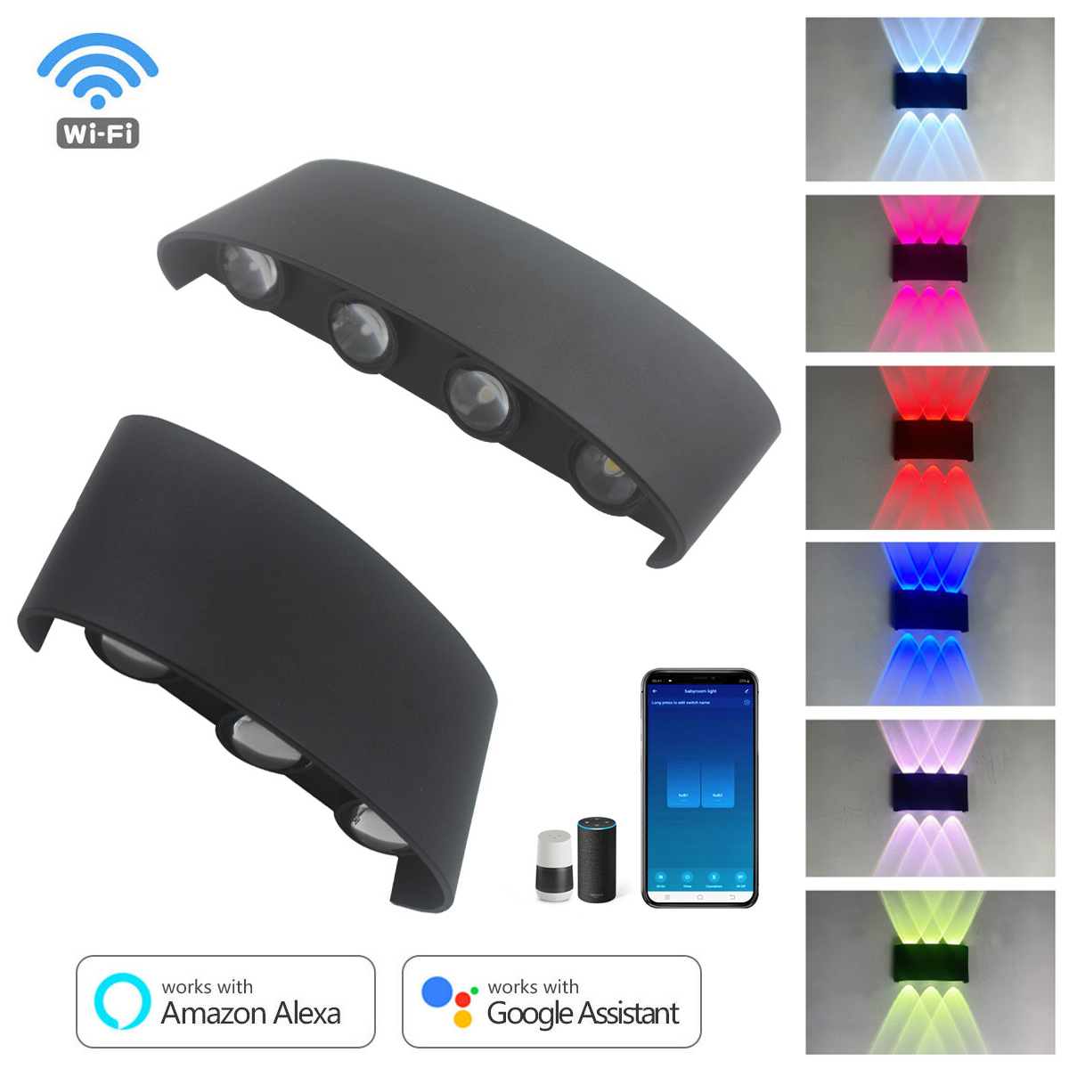 Smart Garden Rooms - LEDウォールランプ,6/8W,wifi,Bluetooth,アプリケーション制御,調光可能,屋内および屋外用,IP65照明,庭および庭の装飾