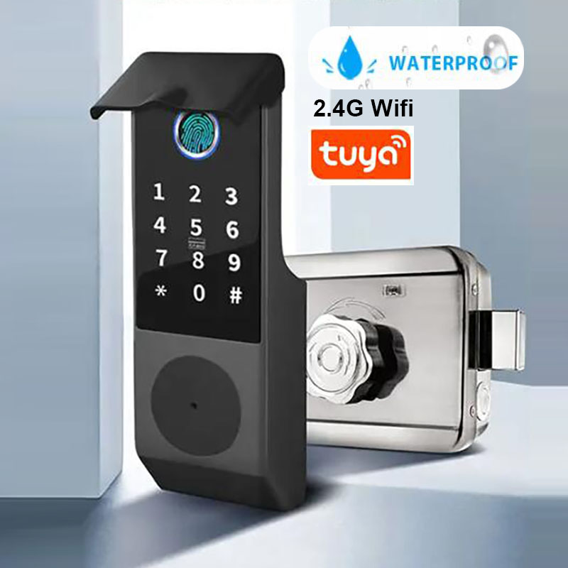 Smart Garden Gate - Tuya-インテリジェント防水ドアロック,屋外セキュリティロック,バッテリー,庭のドアロック