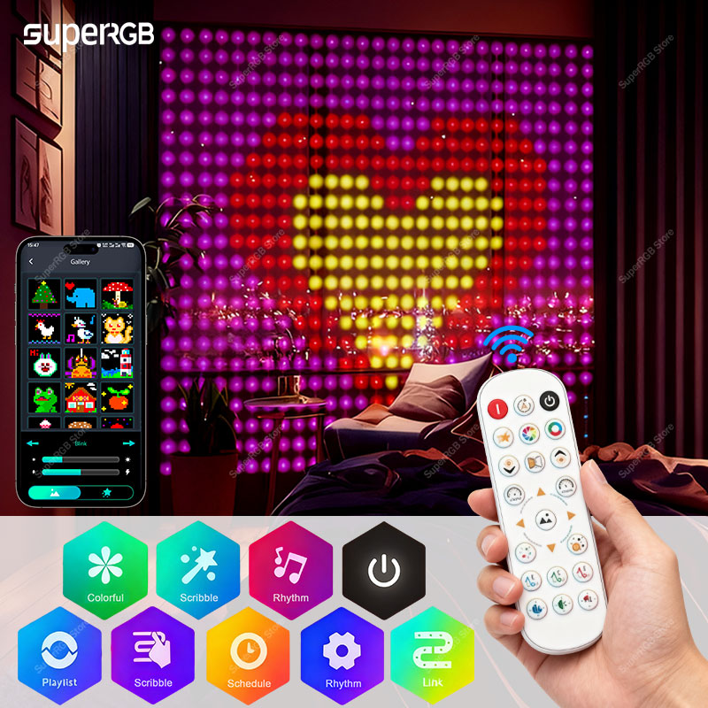 Smart Garden Rooms - スマートカーテンライト RGB ストリングライト アプリ制御 リモコン付き 音楽同期