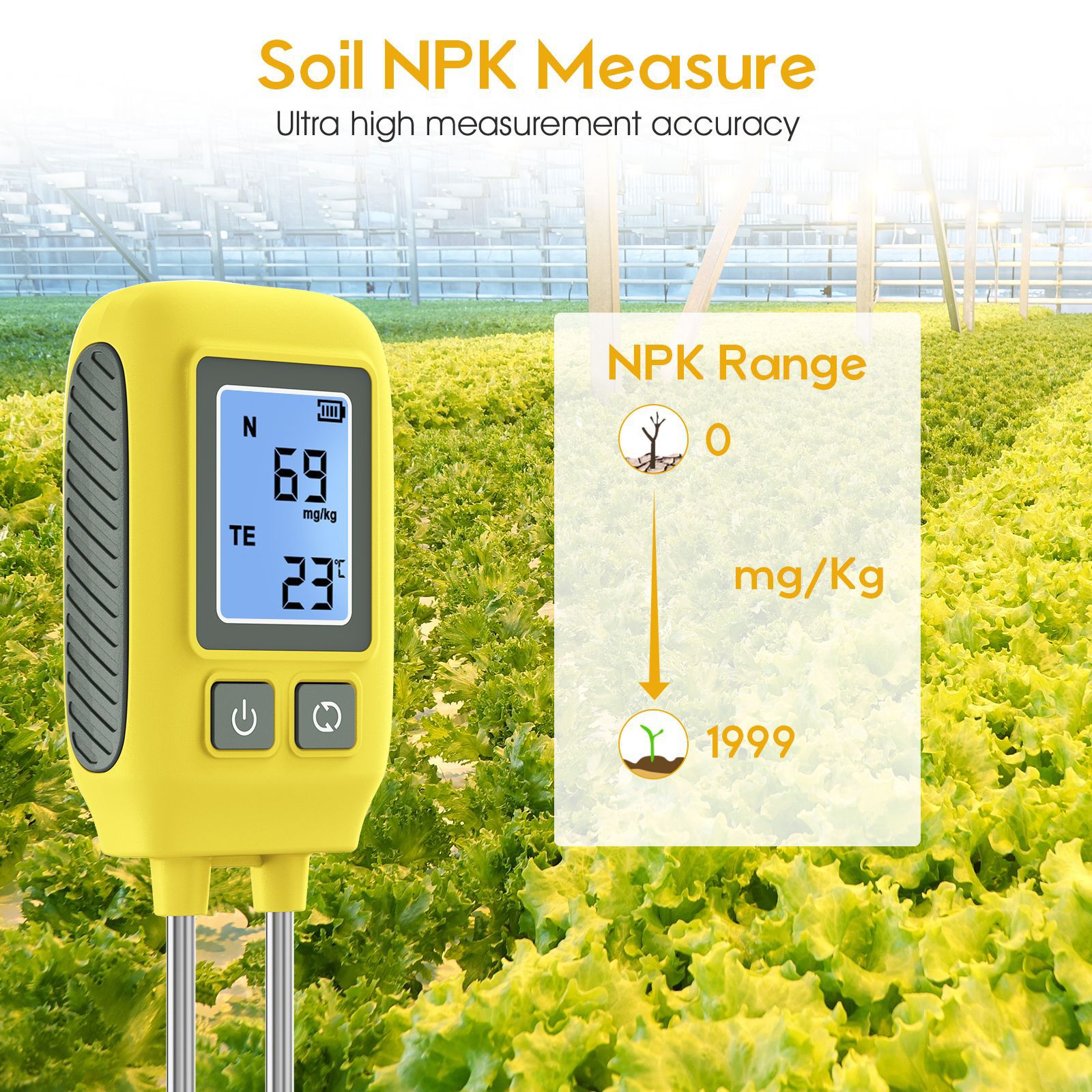 Soil Test Digital - デジタル読み取り式土壌品質分析器、N・P・K、有機物、微量元素、土壌肥沃度検査用4-in-1検出器