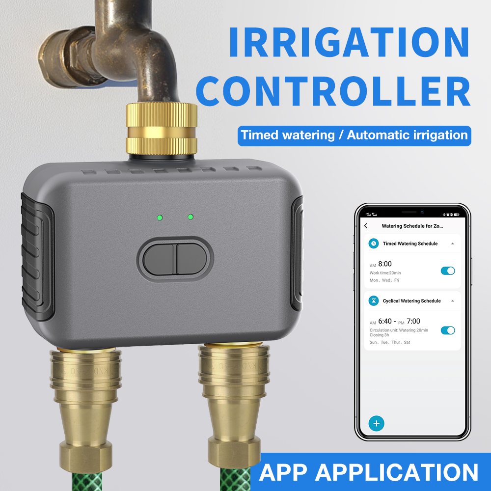Smart Garden Watering - Tuya 2 ゾーン散水タイマー庭自動灌漑コントローラー散水システム点滴スプリンクラースマートライフ Alexa Google ホーム