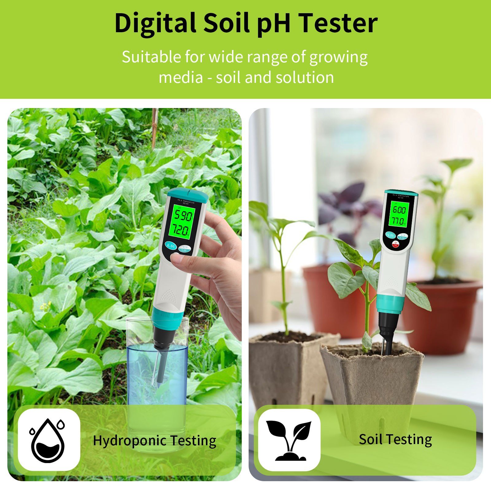 ソイルミネーション圧力計,0.00〜14.00phデジタル温 - Soil Test Digital のレビューと価格