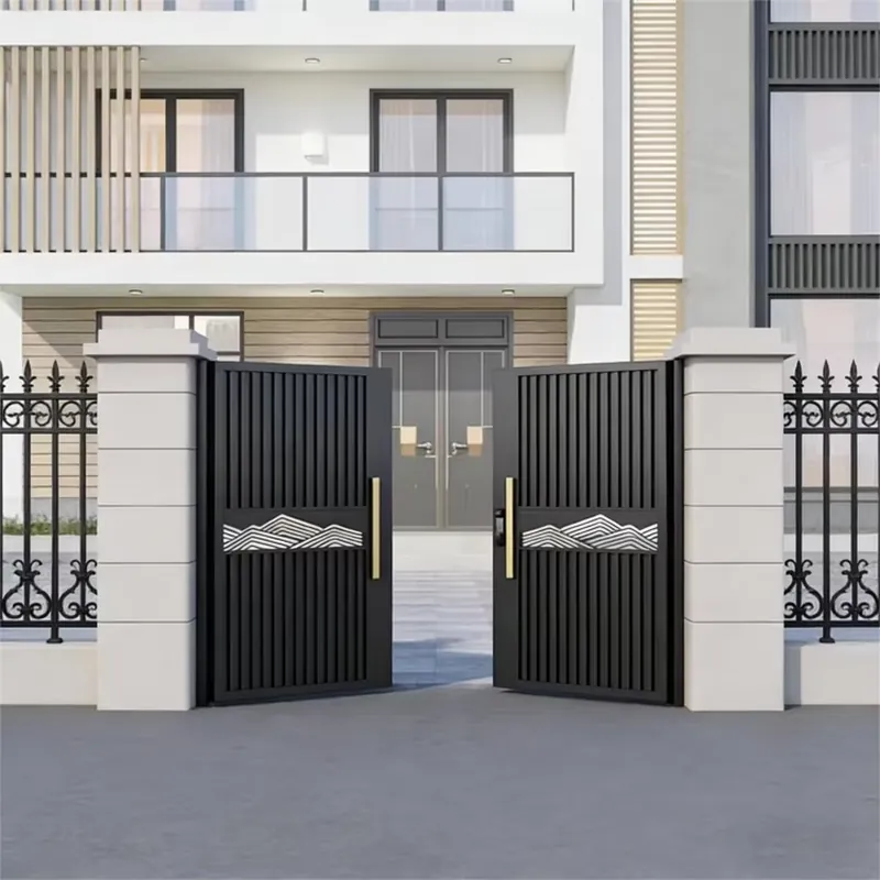 現代中国製アルミ製両開き自動スマートブラックヴィラガーデンゲ - Smart Garden Gate のレビューと価格