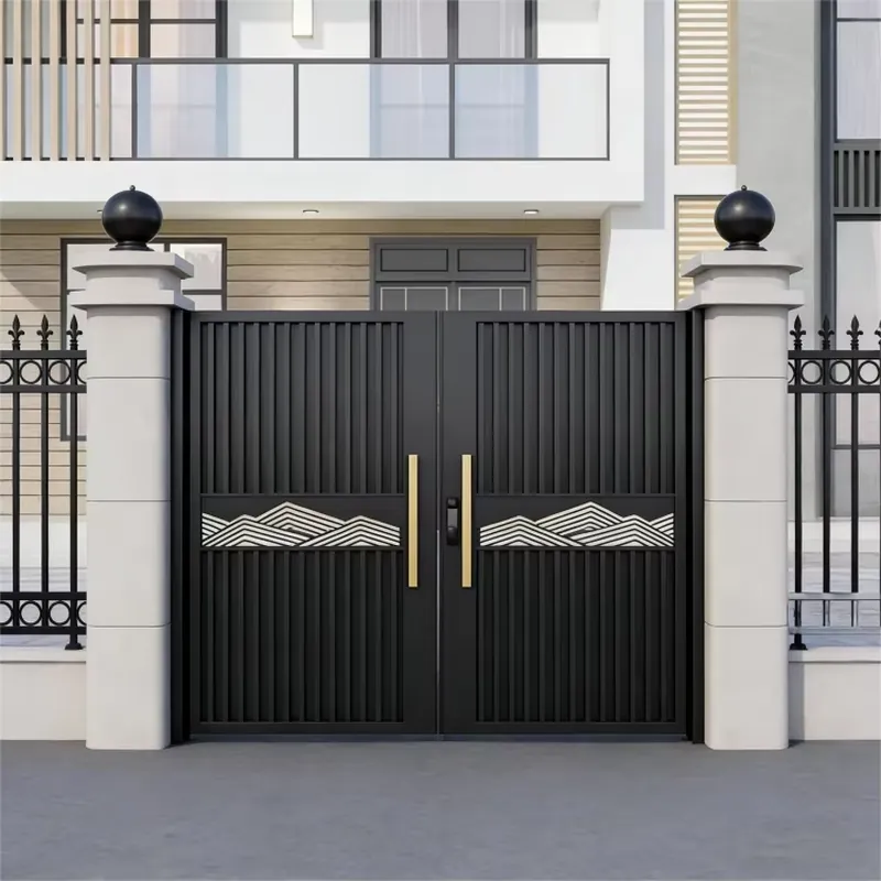 現代中国製アルミ製両開き自動スマートブラックヴィラガーデンゲ - Smart Garden Gate のレビューと価格