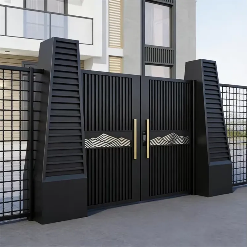 現代中国製アルミ製両開き自動スマートブラックヴィラガーデンゲ - Smart Garden Gate のレビューと価格