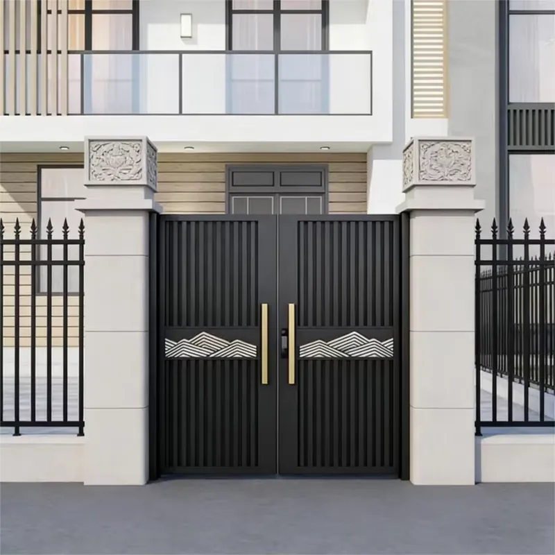 現代中国製アルミ製両開き自動スマートブラックヴィラガーデンゲ - Smart Garden Gate のレビューと価格