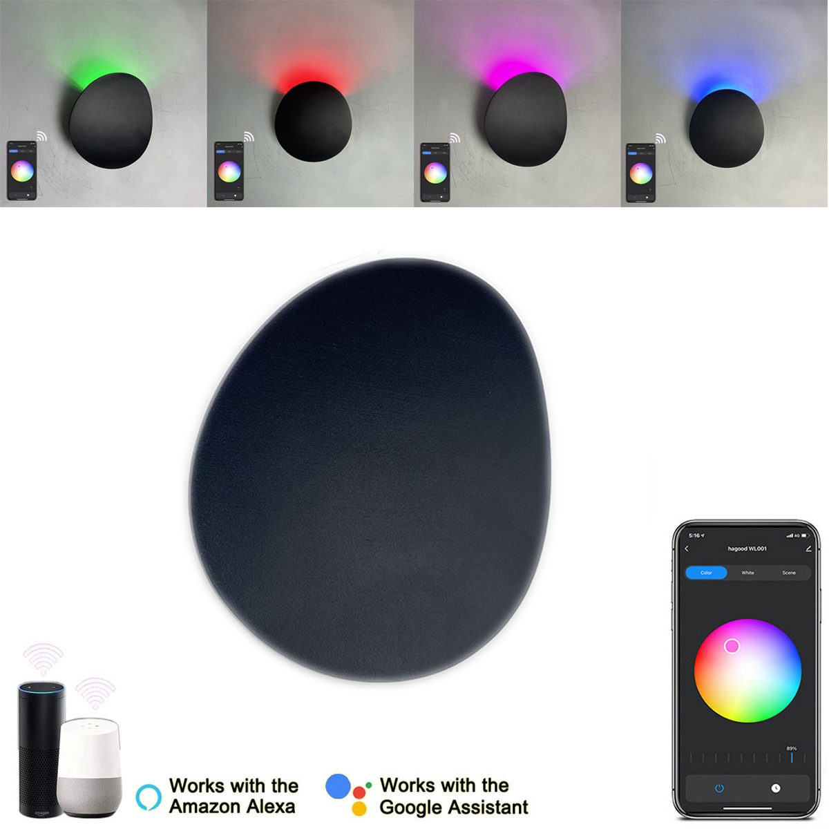 インテリジェントLEDウォールランプ,9w,rgbw,wif - Smart Garden Rooms のレビューと価格