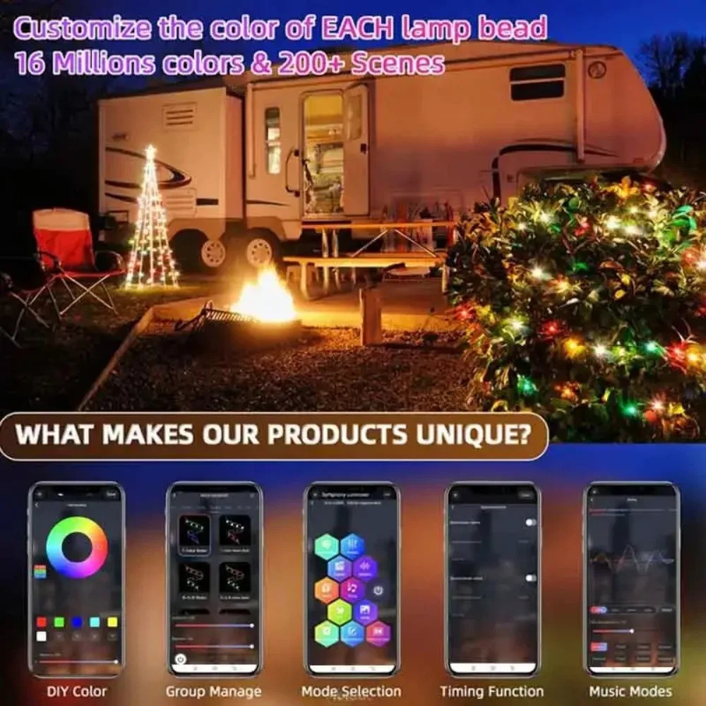USB BluetoothスマートLEDフェストゥーンフェア - Smart Garden Festoon Lights のレビューと価格