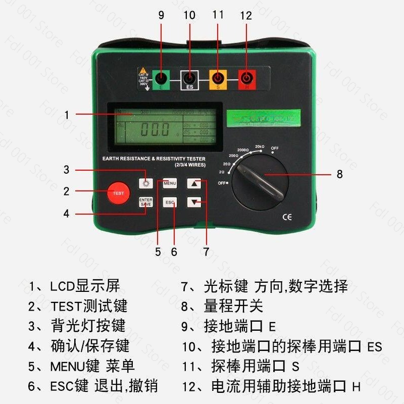 DY4300 デジタル接地抵抗計 |   0～20.99kΩ - Soil Test Digital のレビューと価格